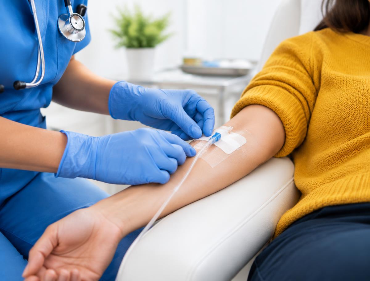 Nurse preparing an IV